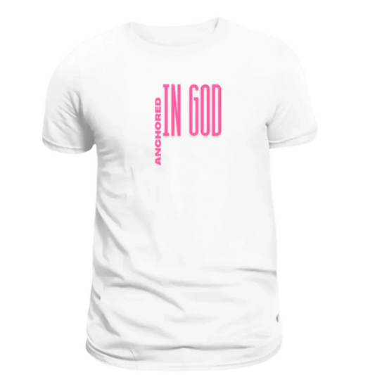 Anchored In God Tee (White/Pink)